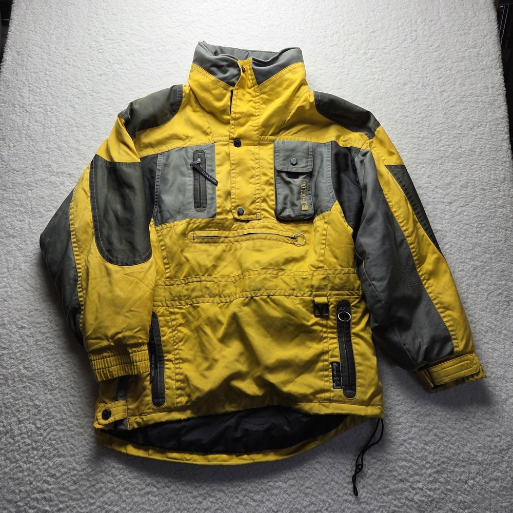 Couloir Ski Jacket Mens 40 Yellow Gray 1/2 Zip Insulated Pockets Winter Skiing